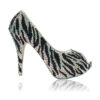 Crystal Couture Black And Silver Zebra Print Peep Toe Ladies High Heels 1