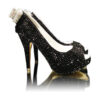 Crystal Couture Black Crystal Ladies Peep Toe High Heels With Crystal Bow 1