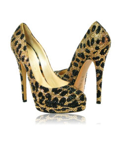 Crystal Couture Gold And Black Leopard Platform Ladies High Heels 1