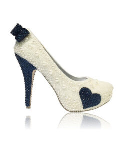 Crystal Couture Blue Heart Closed Toe Platform High Heels Made With Pearls 1
