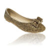 Crystal Couture Gold Crystal Flat Bridal Shoes With Bow Detail 1