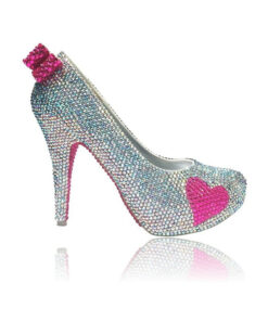 Crystal Couture Hot Pink Heart Closed Toe Platform High Heels 1