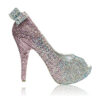 Crystal Couture Pink Crystal Ladies Peep Toe High Heels With Crystal Bow 1