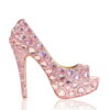 Crystal Couture Designer Crystal Shoes Baby Pink Crystal Diamond Peep Toes