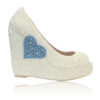 Crystl Couture Something Blue Pearl Wedge Bridal Shoe
