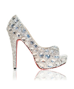 Crystal Couture Chunky Crystal Diamante Ladies Peep Toe High Heels 1