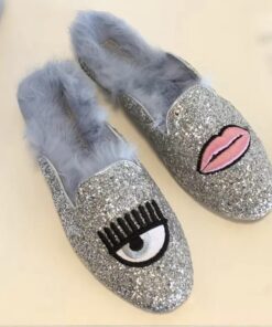 Silver Crystal Flat Crystal Couture Shoes