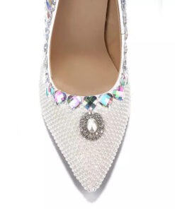 Crystal Couture Rainbow Pearl Bridal Pointed Wedding Shoes
