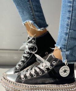 Crystal Couture Black Low and High Top Trainers