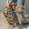 Crystal Couture Leopard Print Low and High Top Trainers
