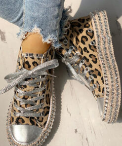 Crystal Couture Leopard Print Low and High Top Trainers