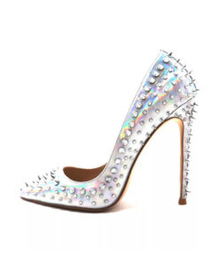 Crystal Couture Sleek Silver Spiky High Heels