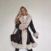 Crystal Couture ladies faux fur lapel collar coat