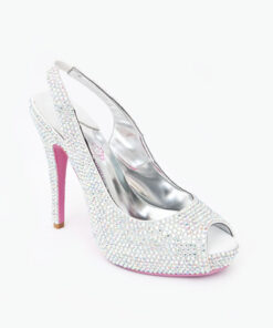 Crystal Couture Crystal Slingback Peep Toe Heels