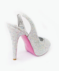 Crystal Couture Crystal Slingback Peep Toe Heels