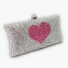 Crystal Couture Pink Heart Crystal Clutch Bag