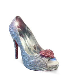 Crystal Couture Pink Heart Crystal Peep Toe Heels