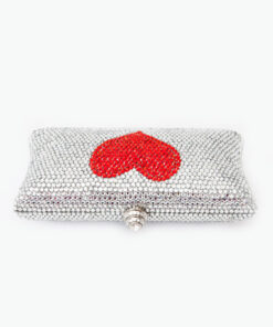 Crystal Couture Red Heart Crystal Clutch Bag