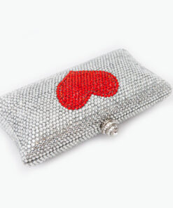 Crystal Couture Red Heart Crystal Clutch Bag