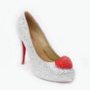 Crystal Couture Red Heart Crystal Peep Toe Heels