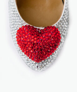 Crystal Couture Red Heart Crystal Peep Toe Heels