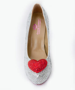 Crystal Couture Red Heart Crystal Peep Toe Heels