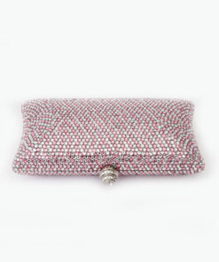 Crystal Couture Silver and Baby Pink Crystal Clutch Bag