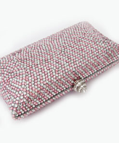 Crystal Couture Silver and Baby Pink Crystal Clutch Bag