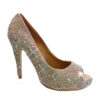 Crystal Couture Wales Shoes Heels White Pearl Peep Toe Heels