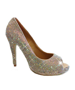 Crystal Couture Wales Shoes Heels White Pearl Peep Toe Heels